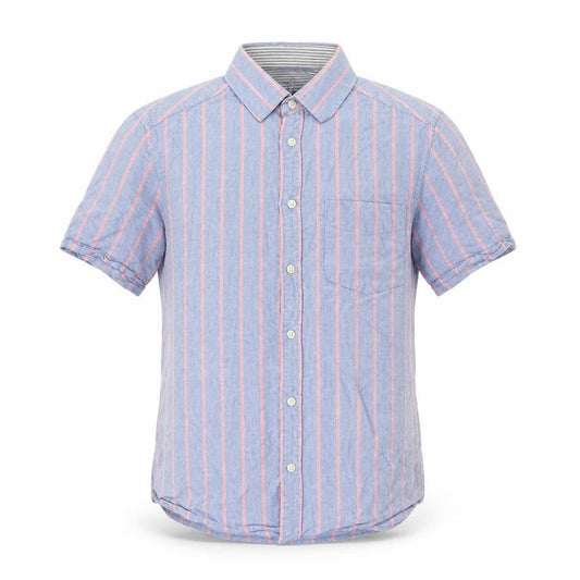 Blue Harbour Mens Blue Striped Cotton Button-Up Size S Collared Button - Pocket