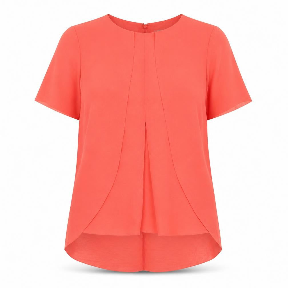 COS Womens Red Polyester Basic T-Shirt Size 6 Crew Neck - Layered