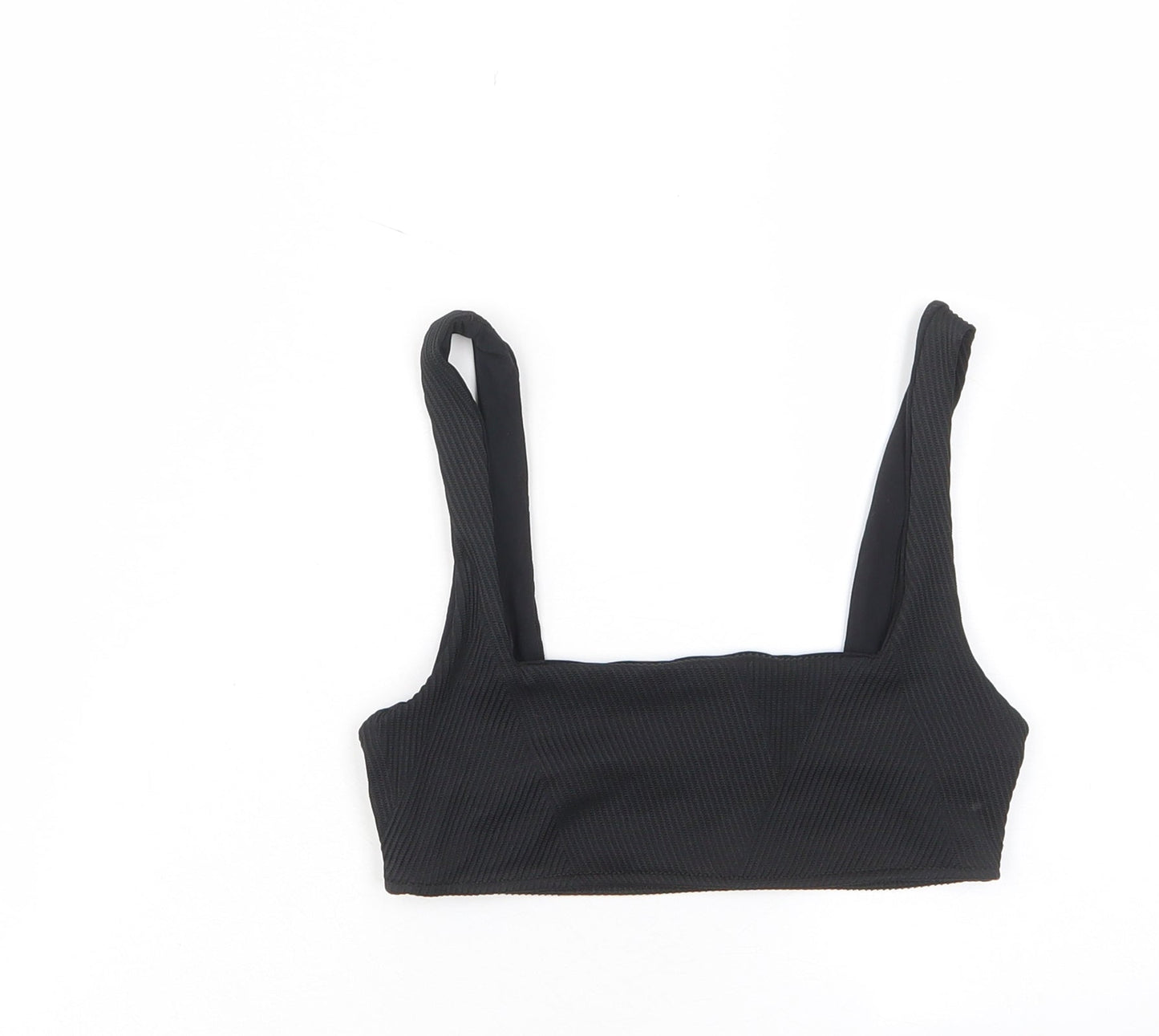 Strada Womens Black Polyester Cropped Tank Size S Square Neck