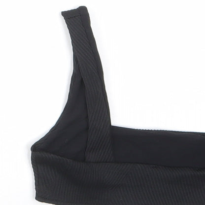 Stradivarius Womens Black Polyester Cropped Tank Size S Square Neck