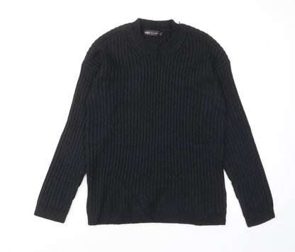 Marks & Spencer Womens Black Crew Neck Polyester Pullover Jumper Size XS - Stretch