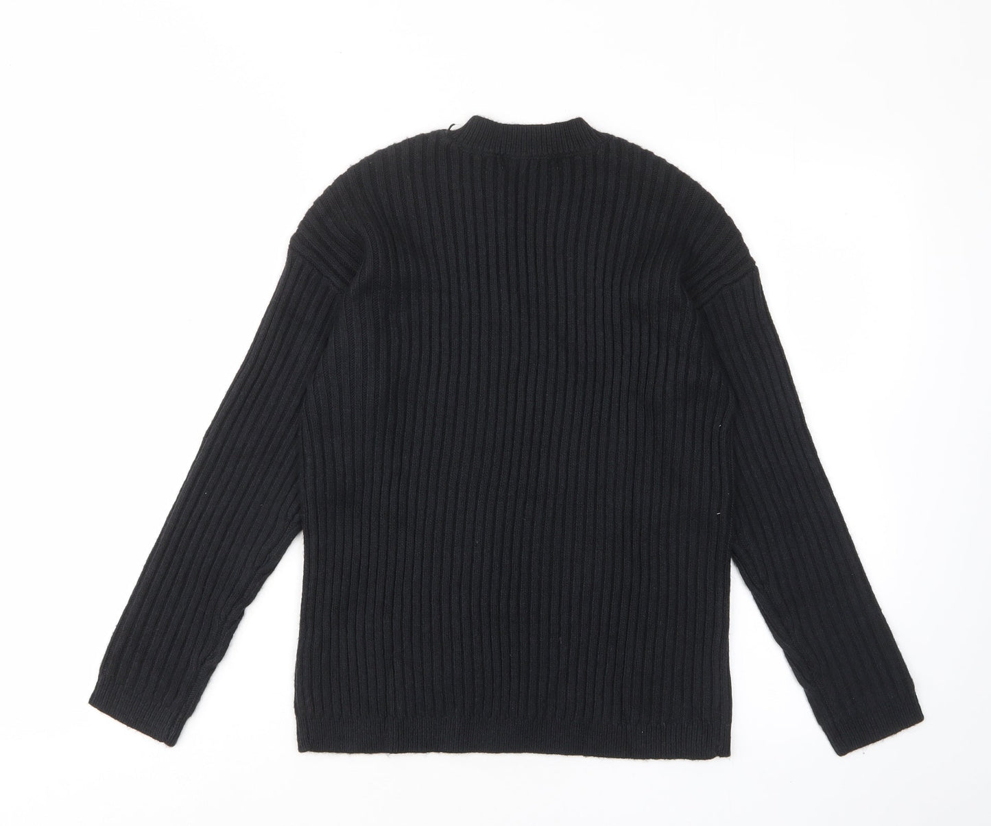 Marks and Spencer Womens Black Crew Neck Polyester Pullover Jumper Size XS - Stretch
