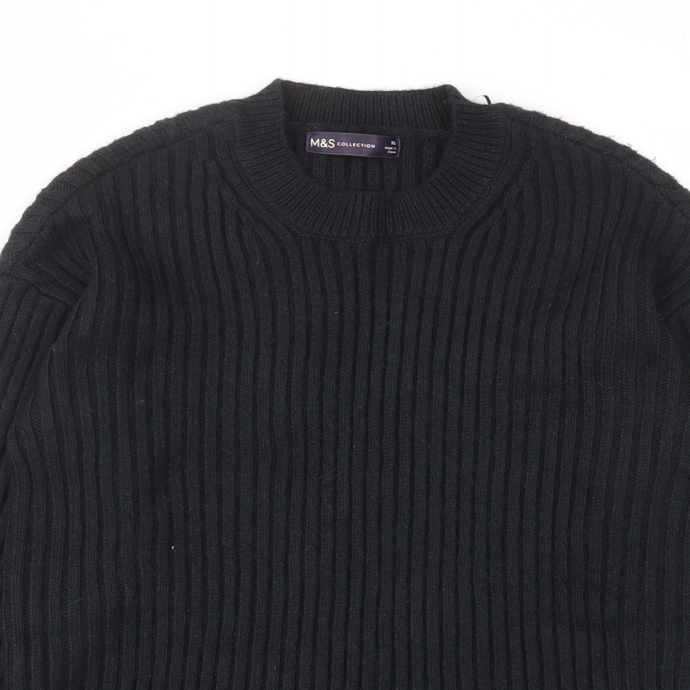 Marks and Spencer Womens Black Crew Neck Polyester Pullover Jumper Size XS - Stretch