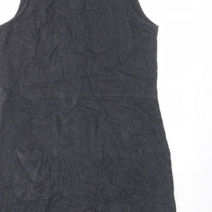 Nomad Womens Blue Cotton Shift Size 8 Scoop Neck Button - Pockets