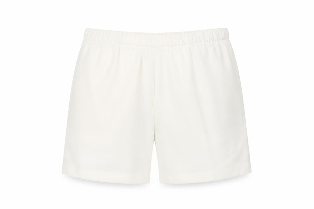 Marks & Spencer Womens Ivory Polyester Bermuda Shorts Size 20 L7 in Regular Pull On - Pockets, Elastic waist