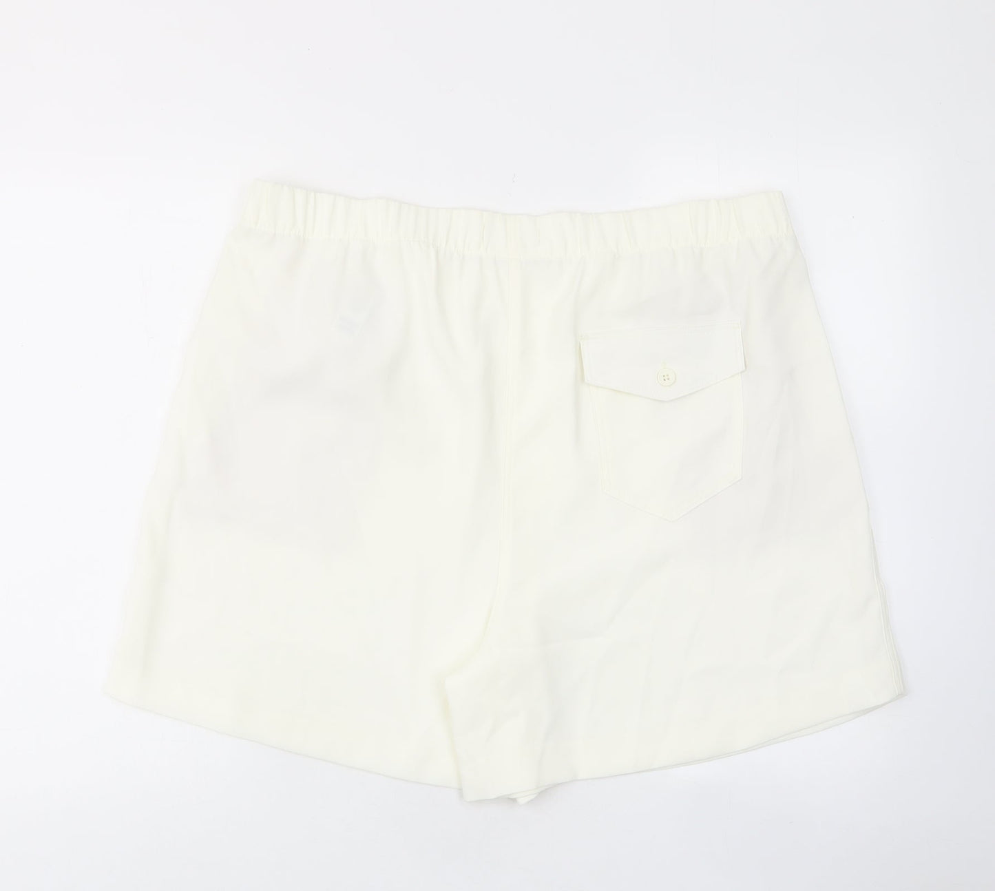 Marks and Spencer Womens Ivory Polyester Bermuda Shorts Size 20 L7 in Regular Pull On - Pockets, Elastic waist