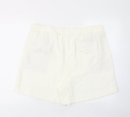 Marks & Spencer Womens Ivory Polyester Bermuda Shorts Size 20 L8 in Regular Pull On - Pockets, Elastic waist