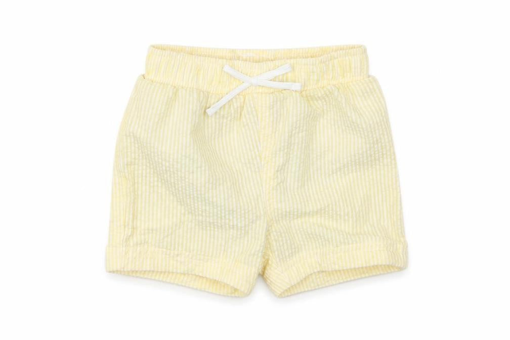 marks and Girls Yellow Plaid Cotton Cropped Trousers Size 3-6 Months Drawstring