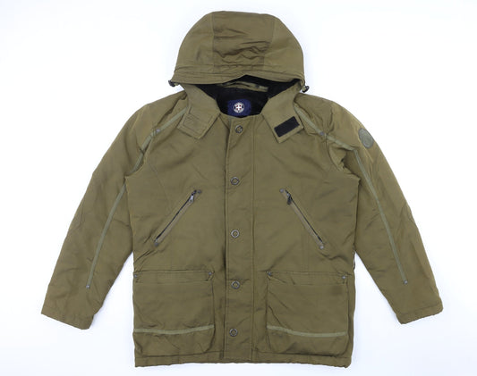 Strellson Mens Green Rain Coat Coat Size L Zip - Marks on front and back