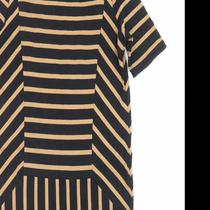 Next Womens Black Striped Cotton Mini Size 6 Square Neck Pullover