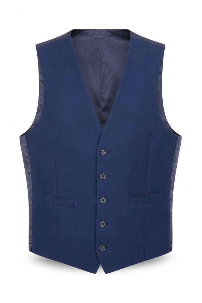 Marks & Spencer Mens Blue Wool Jacket Suit Waistcoat Size 40 Regular - Pockets