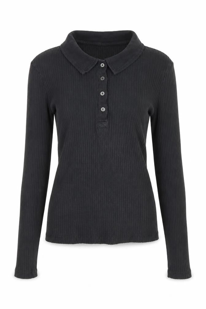 Only Womens Black Cotton Basic Button-Up Size L Collared