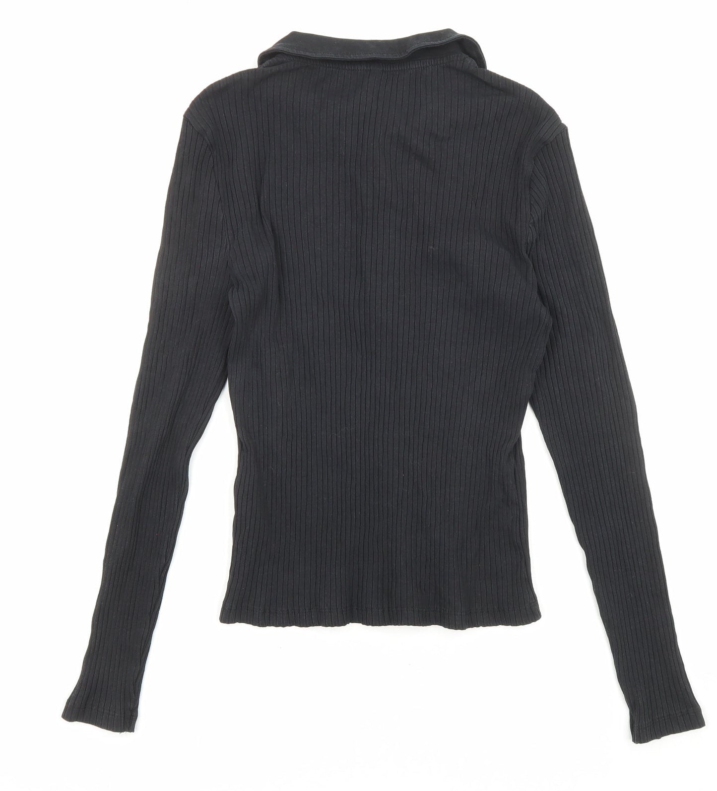 Only Womens Black Cotton Basic Button-Up Size L Collared