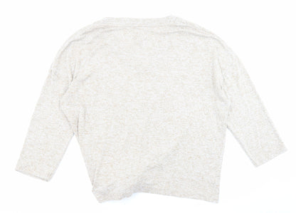 River Island Womens Beige V-Neck Polyester Pullover Jumper Size S