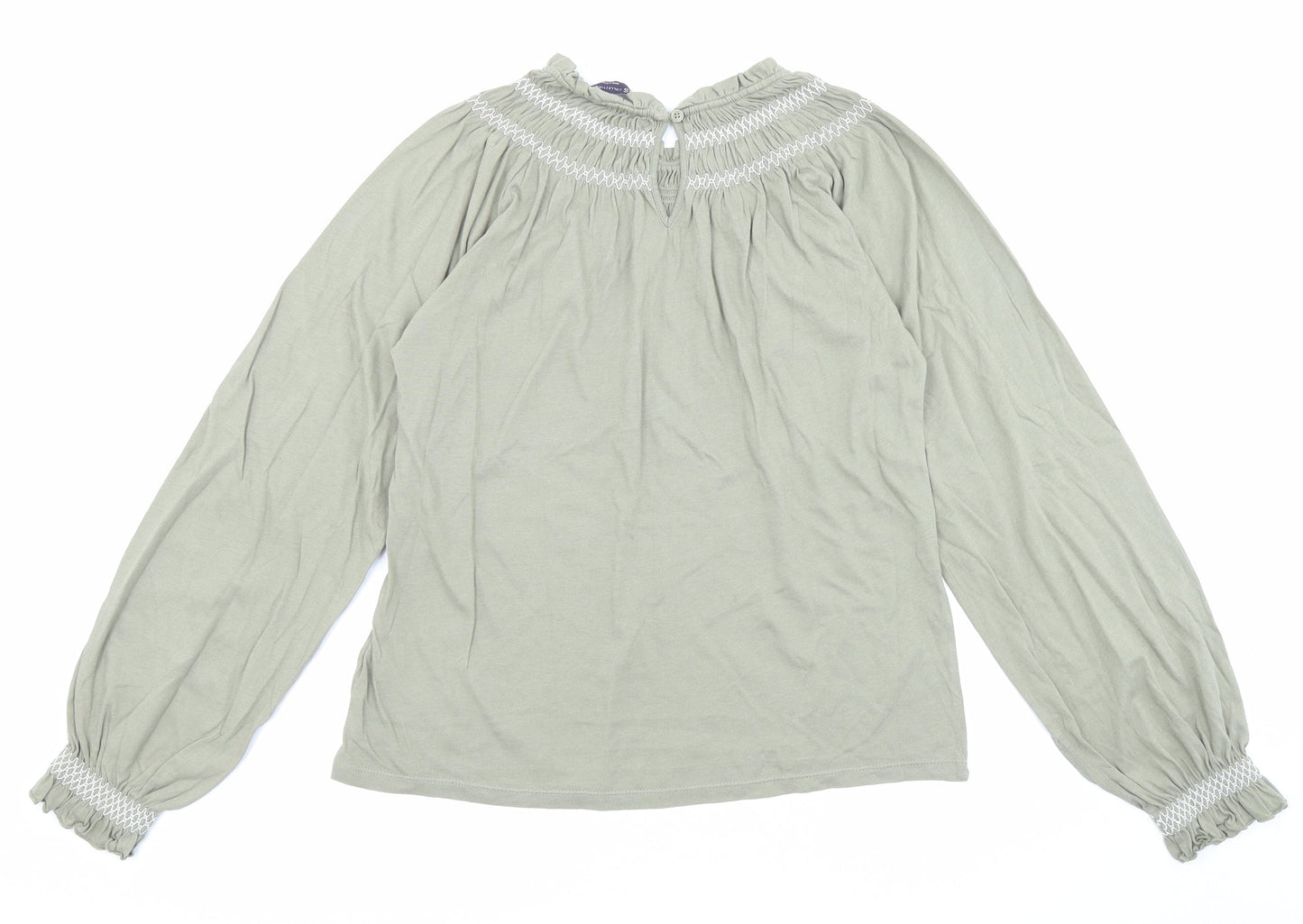 Marks and Spencer Womens Green Cotton Basic T-Shirt Size 6 Boat Neck