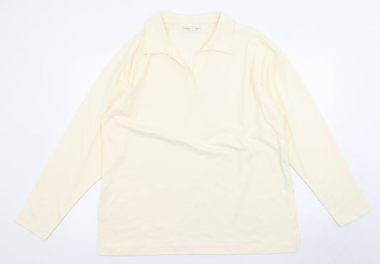 Topshop Womens Ivory Cotton Basic T-Shirt Size S V-Neck - Collared