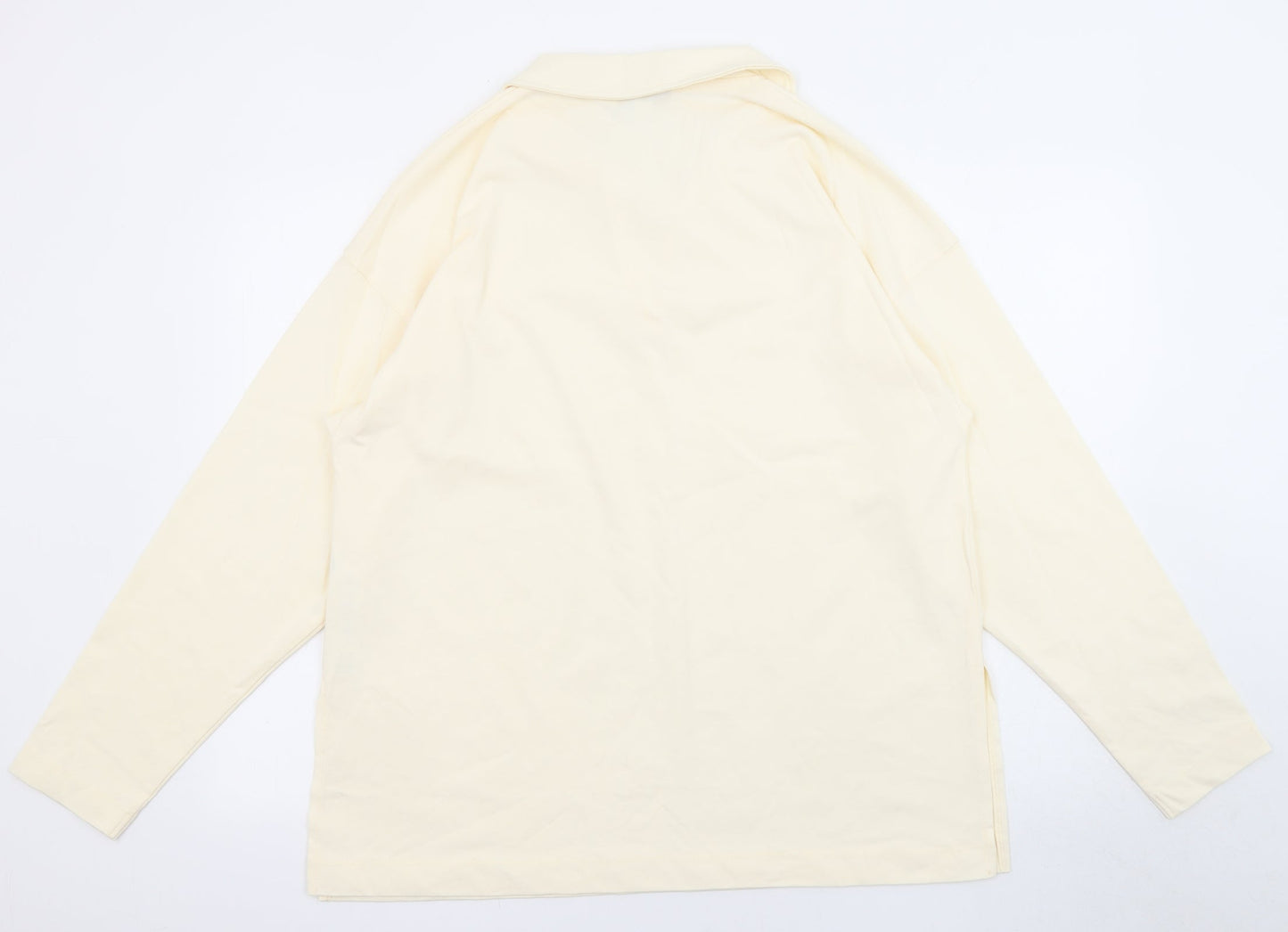 Topshop Womens Ivory Cotton Basic T-Shirt Size S V-Neck - Collared