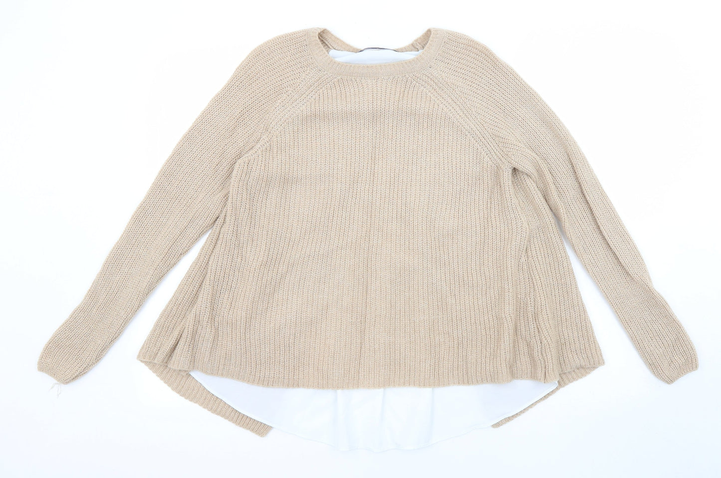Marks and Spencer Womens Beige Round Neck Acrylic Pullover Jumper Size 8