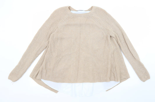 Marks and Spencer Womens Beige Round Neck Acrylic Pullover Jumper Size 8