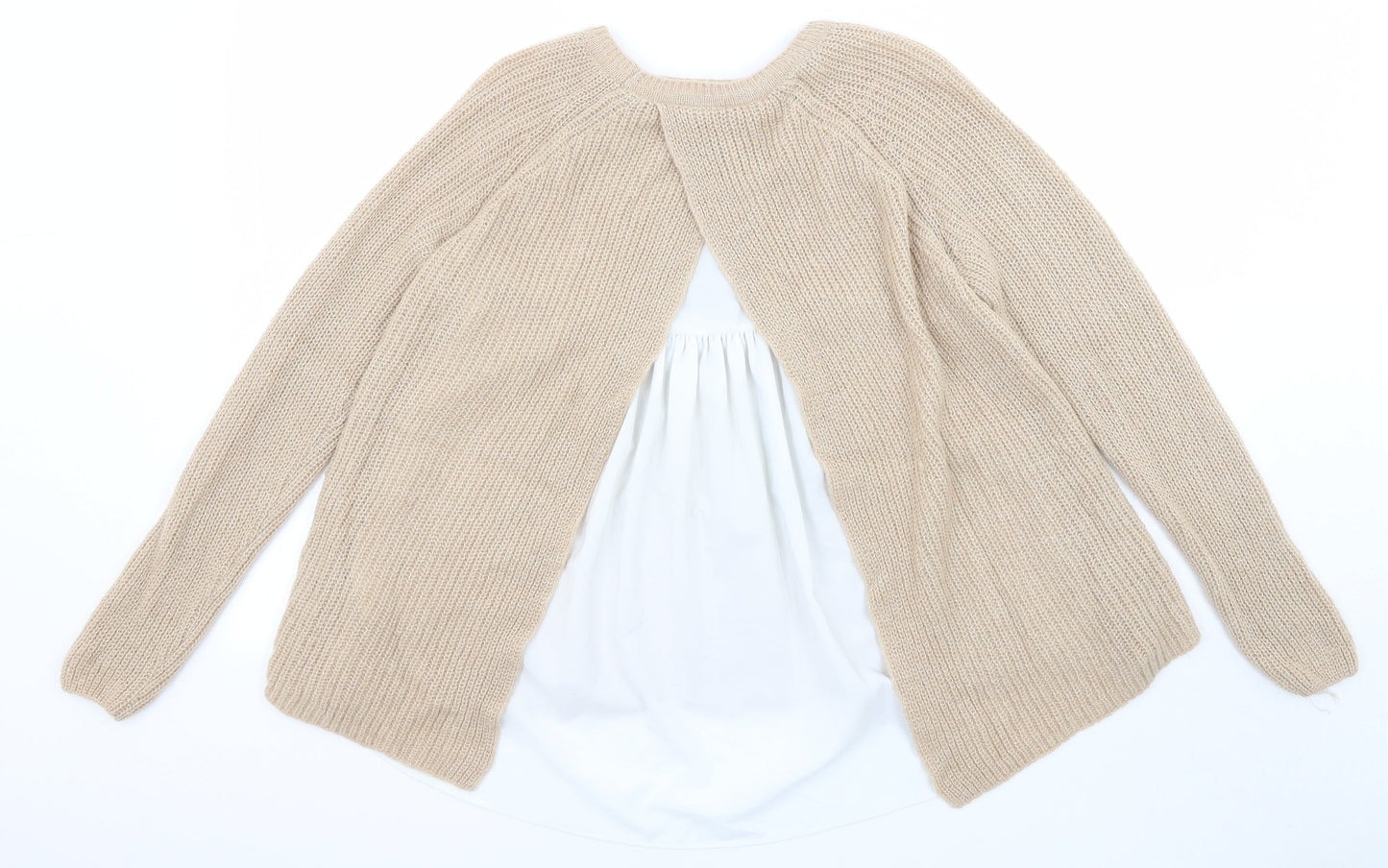 Marks and Spencer Womens Beige Round Neck Acrylic Pullover Jumper Size 8