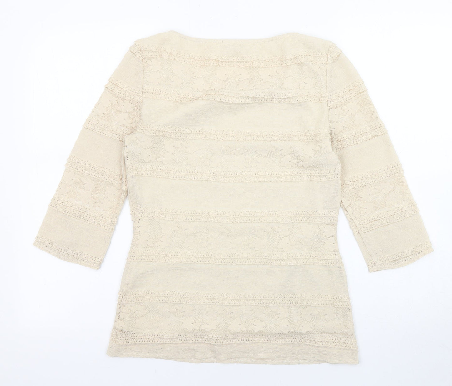 Phase Eight Womens Beige Polyester Basic T-Shirt Size 10 Boat Neck