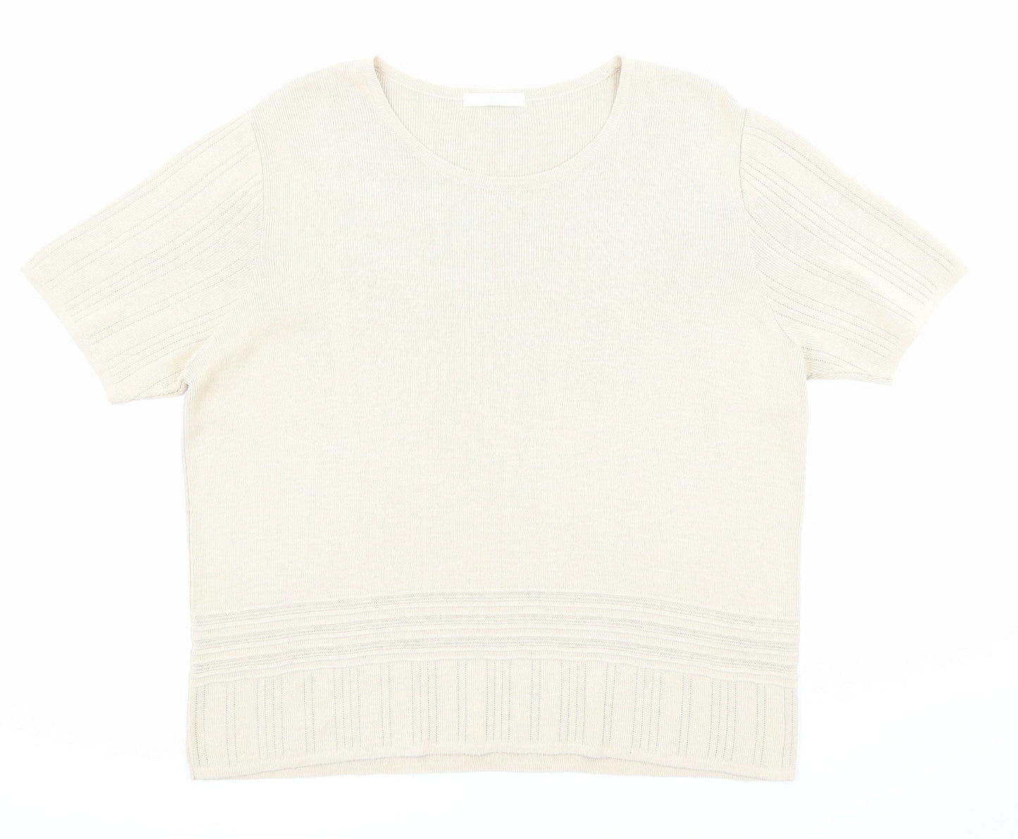 Marks and Spencer Womens Beige Boat Neck Acrylic Pullover Jumper Size 20