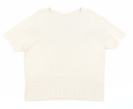 Marks and Spencer Womens Beige Boat Neck Acrylic Pullover Jumper Size 20