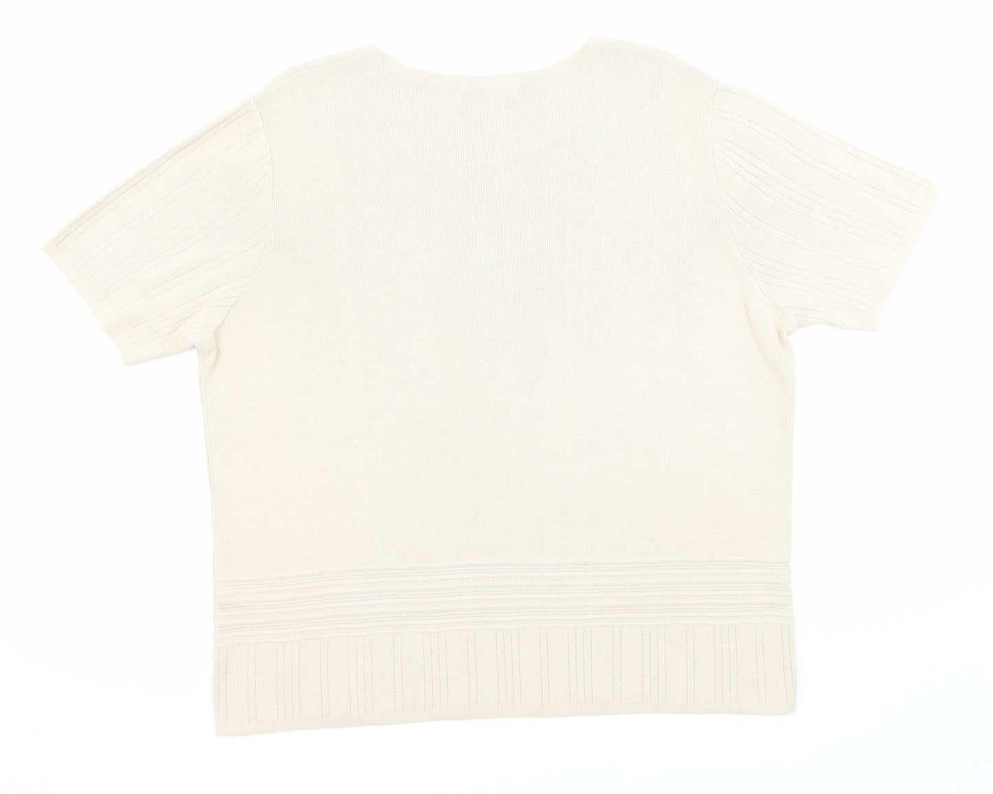 Marks and Spencer Womens Beige Boat Neck Acrylic Pullover Jumper Size 20