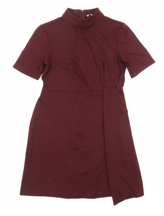Warehouse Womens Red Viscose A-Line Size 10 Halter Zip