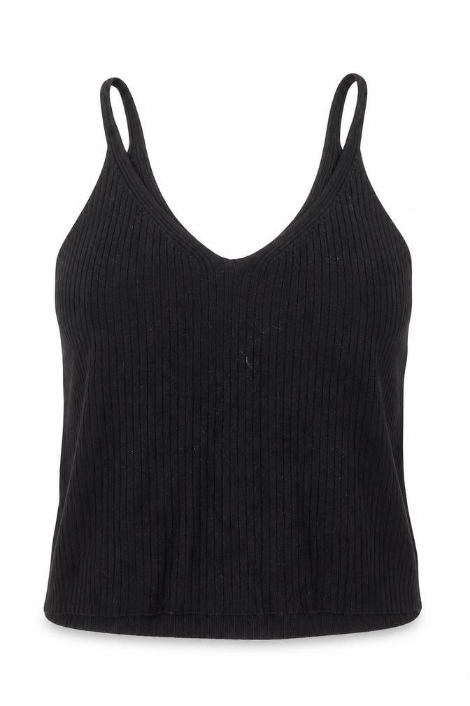 Divided by H&M Womens Black Viscose Camisole T-Shirt Size S Scoop Neck