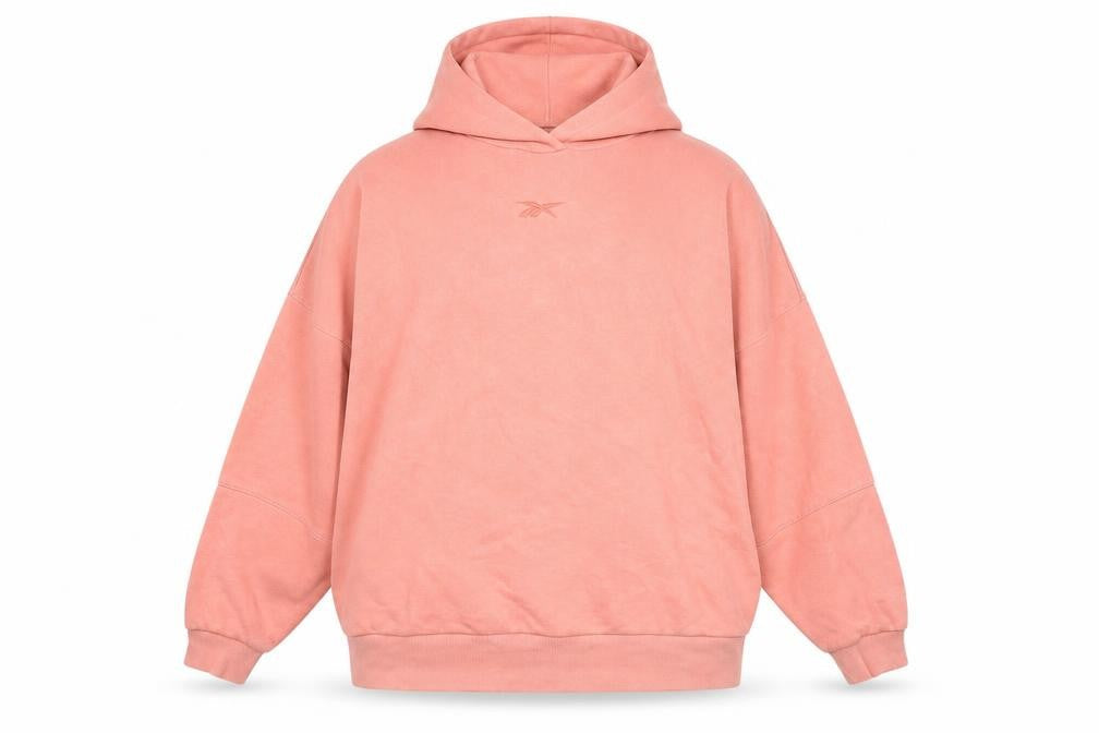 Reebok Womens Pink Cotton Pullover Hoodie Size L Pullover - Logo