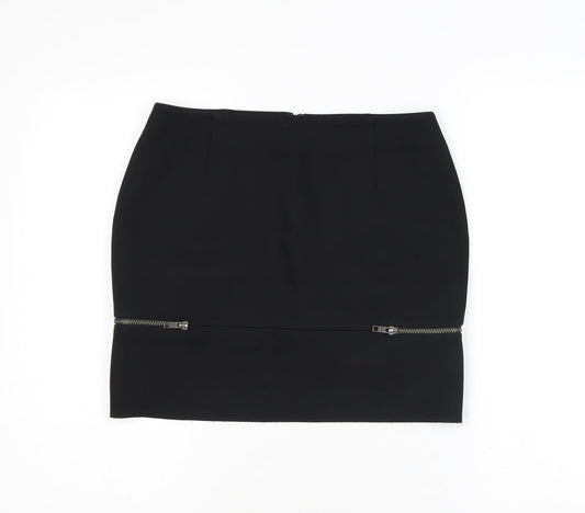& Other Stories Womens Black Polyester A-Line Skirt Size 8 Zip