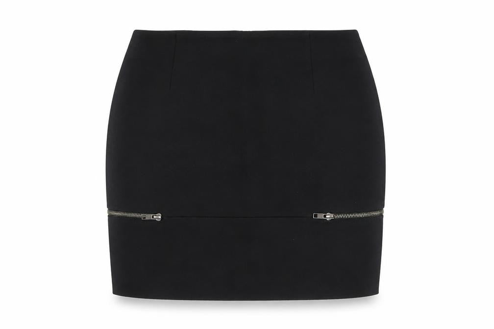 & Other Stories Womens Black Polyester A-Line Skirt Size 8 Zip