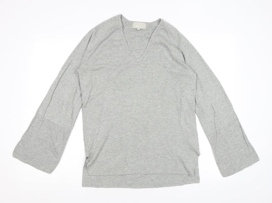 In Wear Womens Grey V-Neck Viscose Pullover Jumper Size S