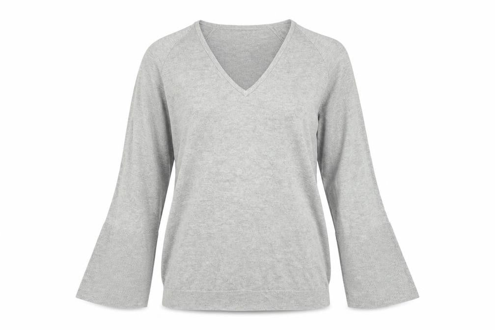 In Wear Womens Grey V-Neck Viscose Pullover Jumper Size S