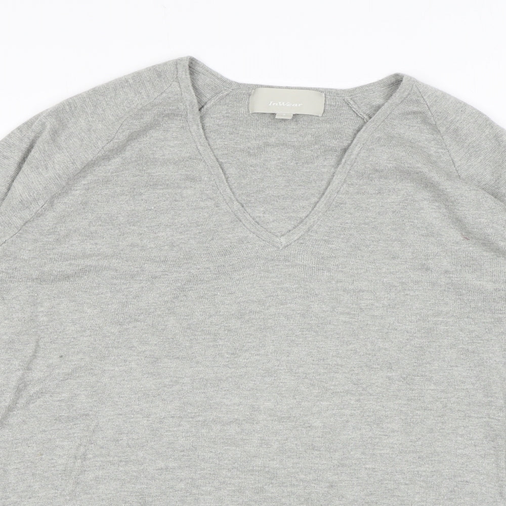 In Wear Womens Grey V-Neck Viscose Pullover Jumper Size S