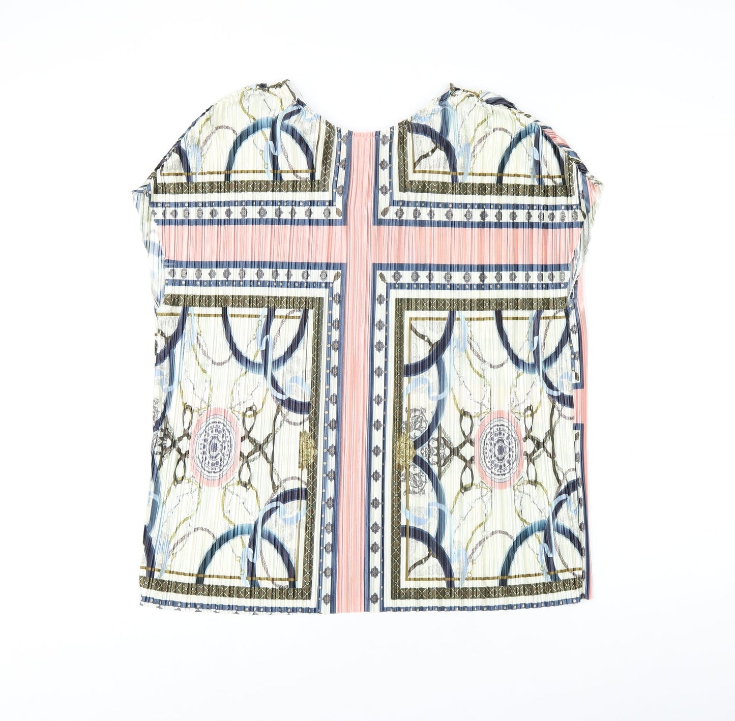 River Island Womens Multicoloured Geometric Polyester Basic Blouse Size 10 Round Neck