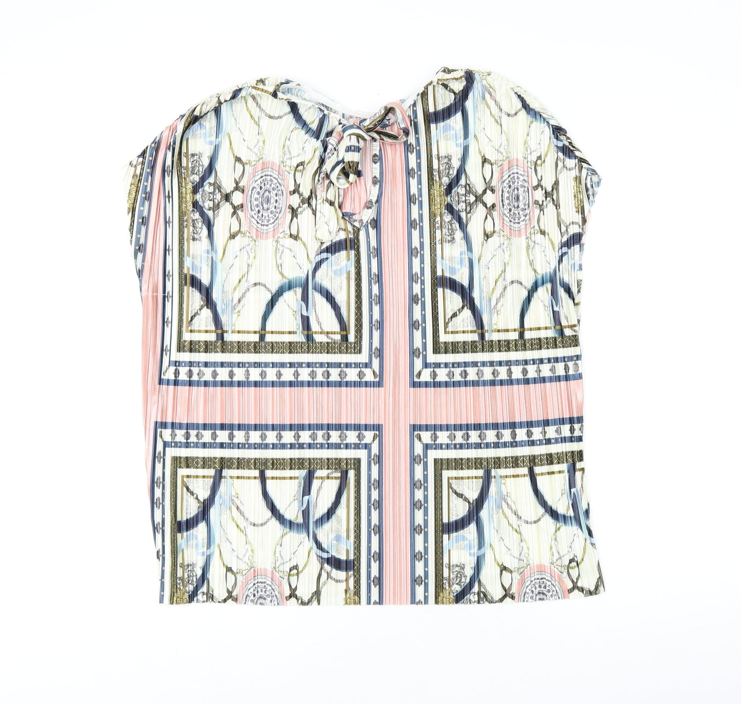 River Island Womens Multicoloured Geometric Polyester Basic Blouse Size 10 Round Neck