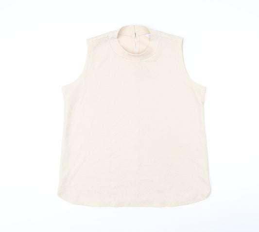 Label Be Womens Beige Polyester Basic Tank Size 14 Round Neck - Metallised Fibres Effect