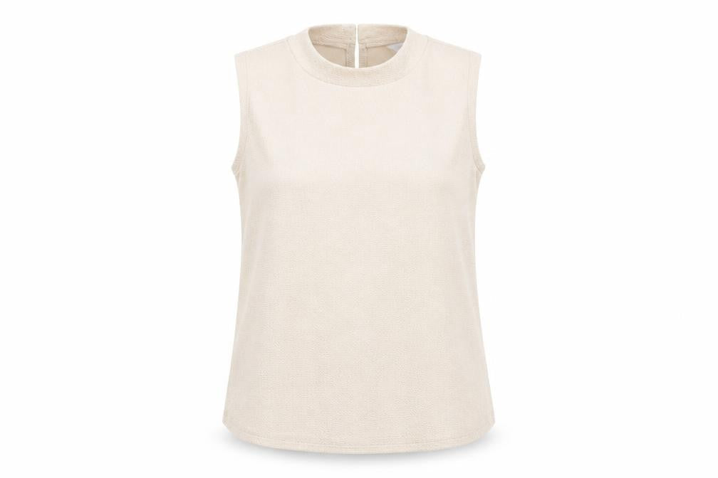 Label Be Womens Beige Polyester Basic Tank Size 14 Round Neck - Metallised Fibres Effect