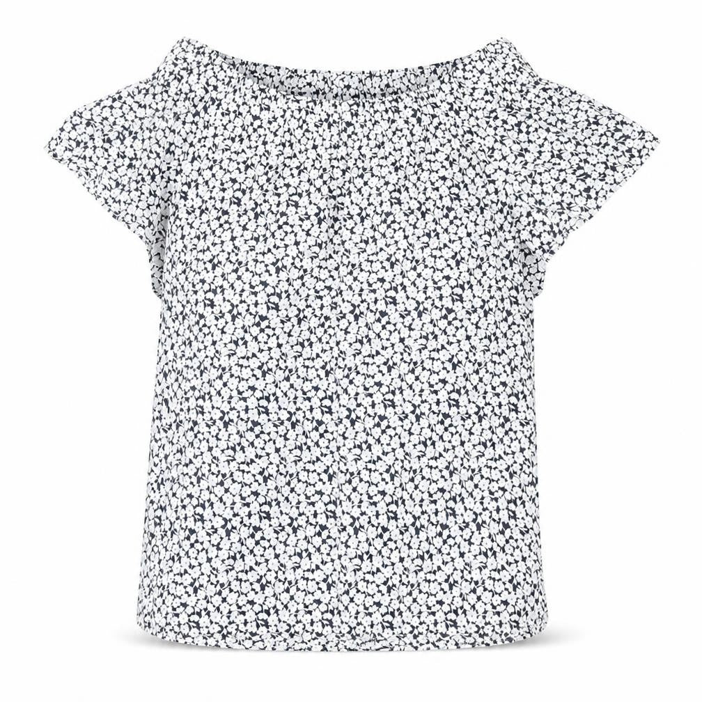 L.O.G.G Womens White Floral Cotton Basic Blouse Size 4 Off the Shoulder
