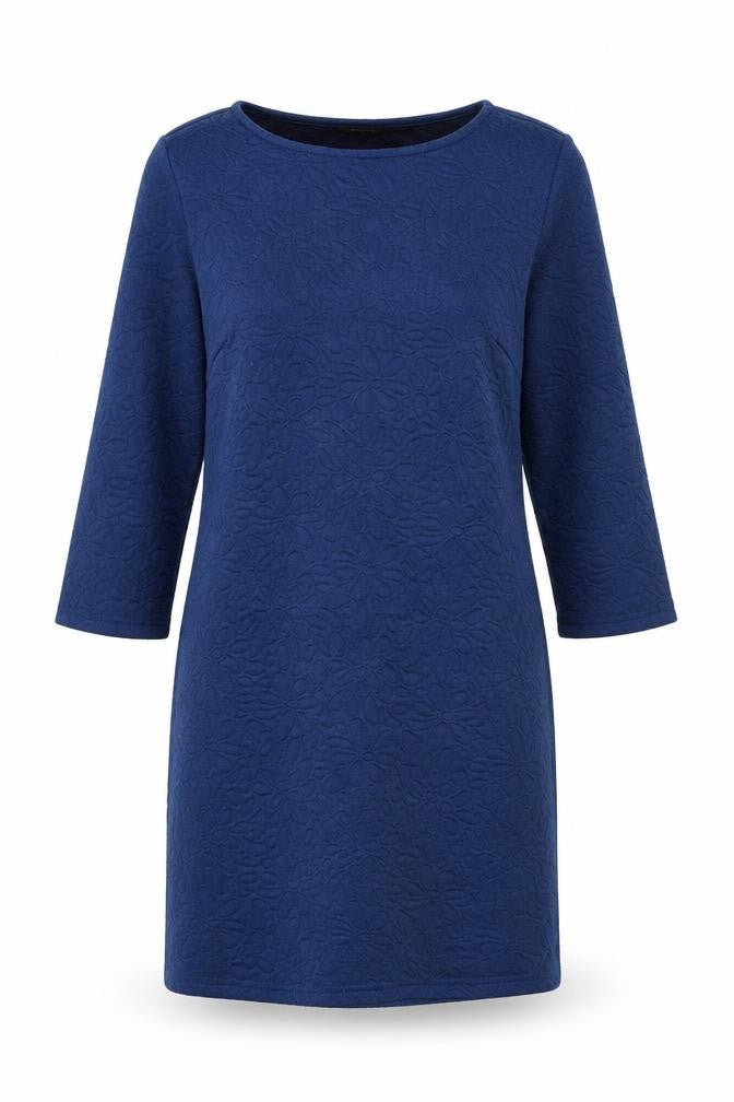 Greenpoint Womens Blue Floral Polyester A-Line Size 10 Boat Neck Pullover