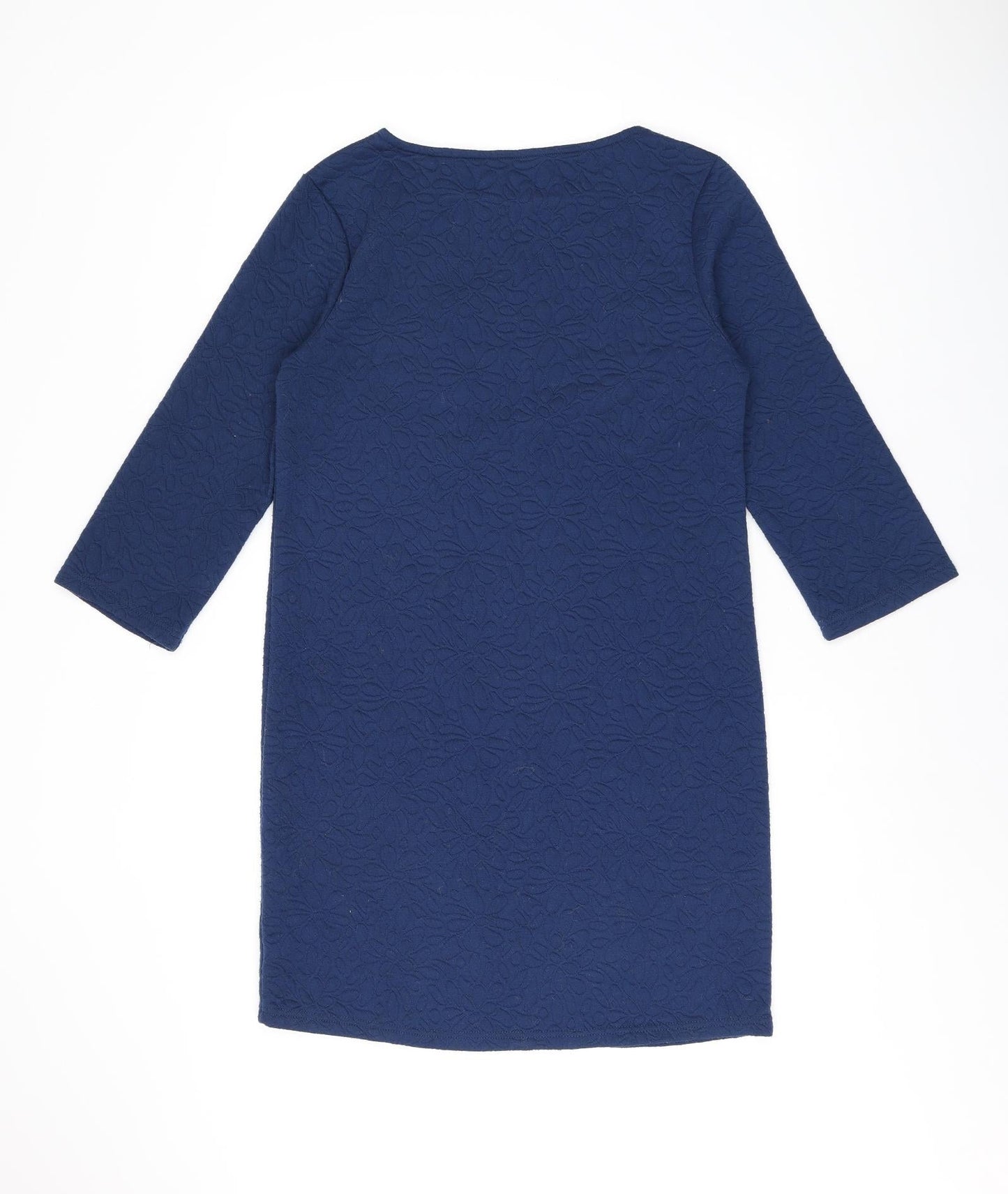 Greenpoint Womens Blue Floral Polyester A-Line Size 10 Boat Neck Pullover