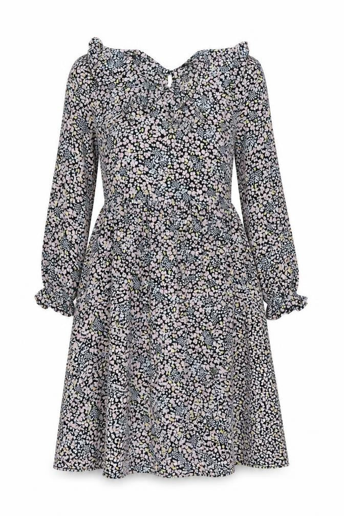 Monki Womens Multicoloured Floral Polyester A-Line Size 6 Collared Button