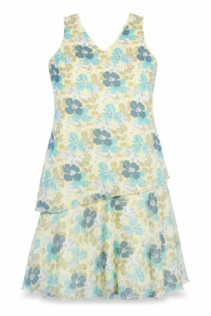 Klass Womens Multicoloured Floral Polyester Tank Dress Size 14 V-Neck Pullover
