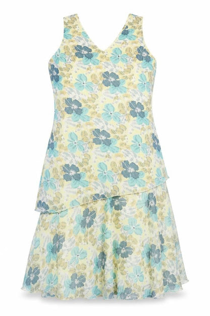 Klass Womens Multicoloured Floral Polyester Tank Dress Size 14 V-Neck Pullover