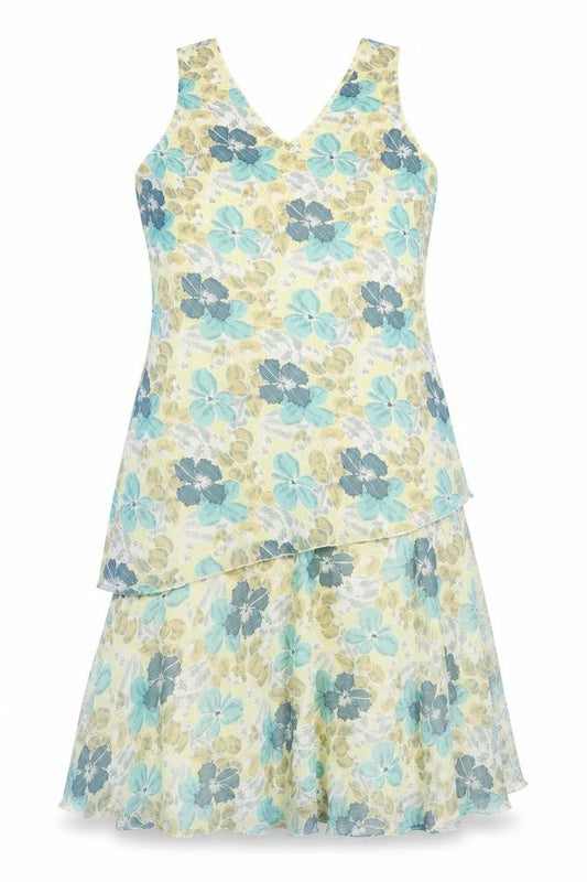 Klass Womens Multicoloured Floral Polyester Tank Dress Size 14 V-Neck Pullover