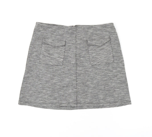 Miss Selfridge Womens Grey Polyester A-Line Skirt Size 14 Zip