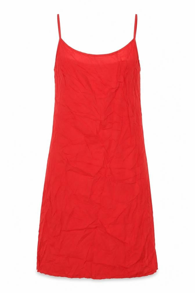 Marks & Spencer Womens Red Cotton Tank Dress Size 10 Scoop Neck Pullover - Split Hem