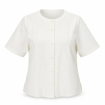 EWM Womens White Polyester Basic Blouse Size 12 Round Neck - Embroidered detail